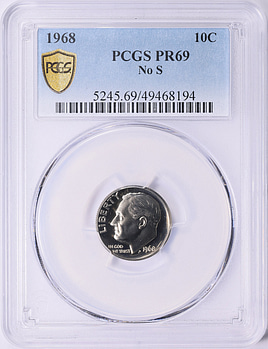 1968 Roosevelt Dime No S PCGS Proof-69 (Item 2014770
