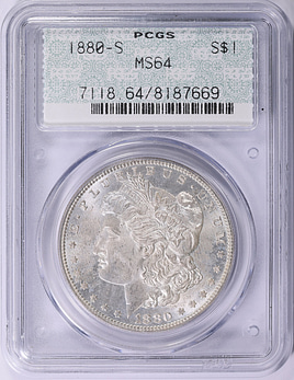 1880-S Morgan Silver Dollar PCGS MS-64 OGH (Doily) (Item 2015984