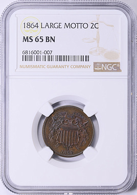 1864 Two-Cent Piece Large Motto NGC MS-65 BN (Toned) (Item 2016050