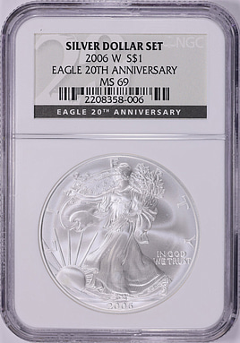 2006-W $1 Silver Eagle 20th Anniversary NGC MS-69 (Item 2017150