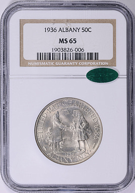 1936 Albany, New York, Charter Anniversary Half Dollar NGC MS-65