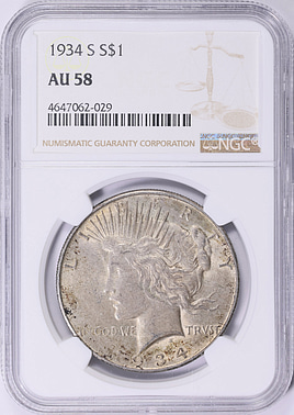 1934-S Peace Silver Dollar NGC AU-58 (Item 2019976