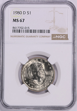 【激激レア！！】日本未販売！ 現地アメリカ購入！80s マザーグースアンドグリム 1980-D Susan B. Anthony Dollar NGC MS-67 (Item 2020009