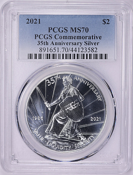Niue 2021 Silver $2 PCGS Commemorative, 35th Anniversary Silver