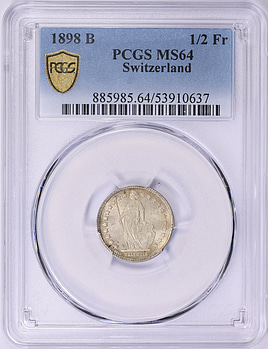 Switzerland 1898-B Silver 1/2 Franc KM-23 PCGS MS-64 (Item 2022582