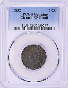 1832 Classic Half Cent PCGS Genuine XF Details (Item 2022723