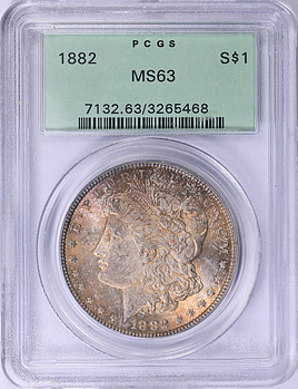 1882 Morgan Silver Dollar PCGS MS-63 OGH (Toned) (Item 2022768