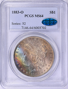 1883-O Morgan Silver Dollar PCGS MS-64 (CAC Green) (Toned) (Item