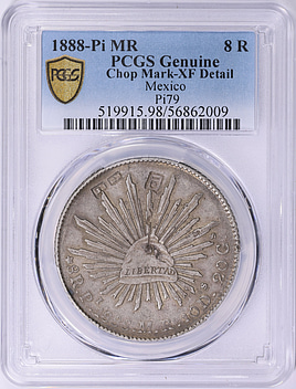 Mexico 1888-Pi MR Silver 8 Reales KM-377.12 PCGS Genuine XF