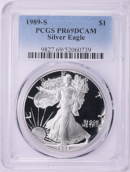 1989-S $1 Silver Eagle PCGS Proof-69 DCAM (Item 2024253