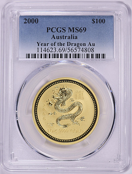 Australia 2000 Gold $100 Lunar Series, Year of the Dragon KM-528
