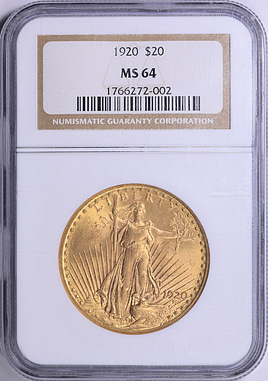 1920 Saint-Gaudens Gold Double Eagle NGC MS-64 (Item 2026037