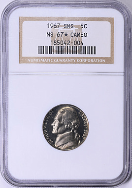 1967 Jefferson Nickel SMS NGC MS-67 ☆ CAMEO (Item 2027161 1967 Jefferson Nickel SMS NGC MS-67 ☆ CAMEO (Item 2027161
