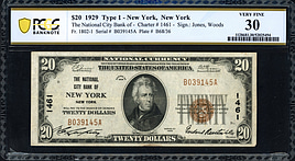 Fr. 1802-1 New York City, New York 1929 Type 1 $20 Note The