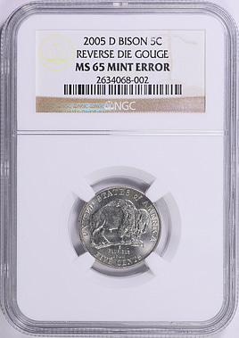 75th マスターズピース Mint Error 2005-D Jefferson Nickel American Bison Reverse Die