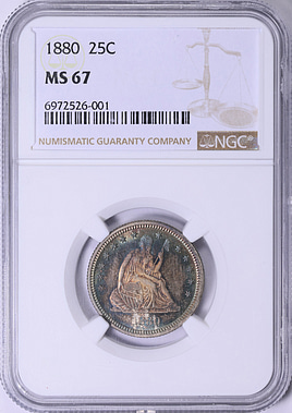 1880 Seated Liberty Quarter NGC MS-67 (Toned) (Item 2031784