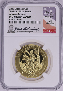 St. Helena 2025 Gold £5 The Ride of Paul Revere Advanced Releases