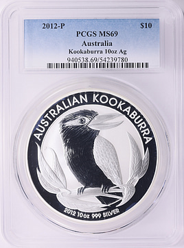 Australia 2012-P Silver $10 Kookaburra KM-1693 PCGS MS-69 (ASW