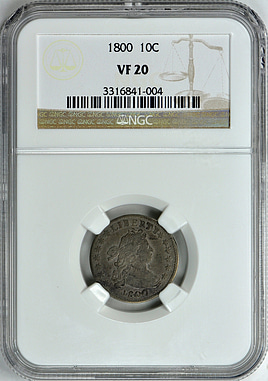 1800 Draped Bust Dime NGC VF-20 (Toned) (Item 203574