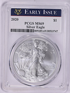 イーグル銀貨 1オンス 2020 PCGS MS69 ファーストストライク イーグル