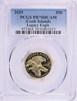 Cook Islands 2025 Gold $50 Legacy Eagle PCGS Proof-70 DCAM (AGW