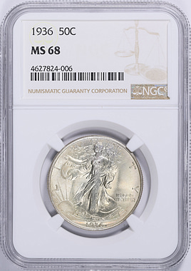 1936 Walking Liberty Half Dollar NGC MS-68 (Item 2043175