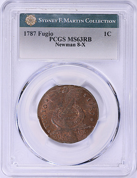 1787 Fugio Fugio Cent Newman 8-X PCGS MS-63 RB (Sydney F. Martin