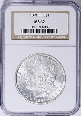 1891-CC Morgan Silver Dollar NGC MS-62 (Item 2043747
