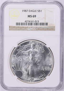 1987 $1 Silver Eagle NGC MS-69 (Item 2043916) | GreatCollections