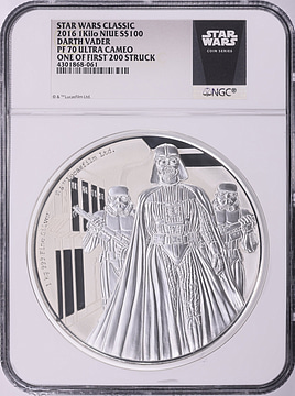NGC MS70 銀貨　スターウォーズ Niue 2016 Silver $100 Kilo Star Wars Darth Vader in Case of Issue