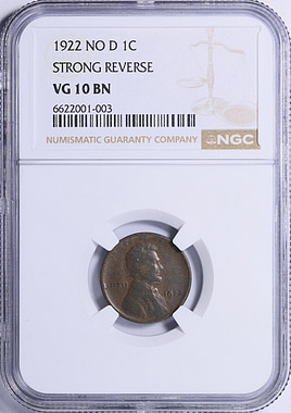 1922-No D Lincoln Cent Strong Reverse NGC VG-10 BN (Item 2045797