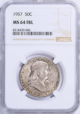 1957 Franklin Half Dollar NGC MS-64 FBL (Toned) (Item 2046311