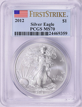 コレクション 2012 Silver Eagle PCGS MS70 First Strike 2012 $1 Silver Eagle First Strike PCGS MS-70 (Item 2049286