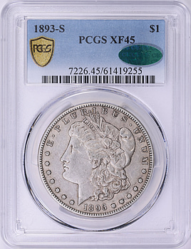 1893-S Morgan Silver Dollar PCGS XF-45 (CAC Green) (Item 2049334