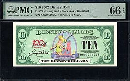 2002 Disneyland $10 Disney Dollar Note Tinkerbell / 100 Years of 2002 Disneyland $10 Disney Dollar Note Tinkerbell / 100 Years of