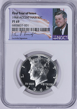 FREEKWENCY SEAL THE DEAL 現行ブギー レア 1964 Kennedy Half Dollar Accented Hair NGC Proof-69 (John F
