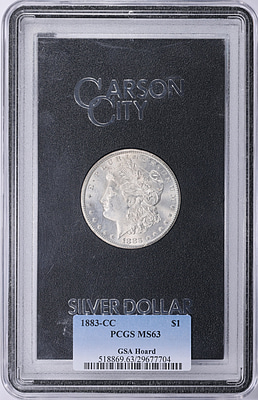 1883-CC Morgan Silver Dollar GSA Hoard PCGS MS-63 (GSA Holder