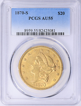 1870-S Liberty Gold Double Eagle PCGS AU-55 (Item 2051433