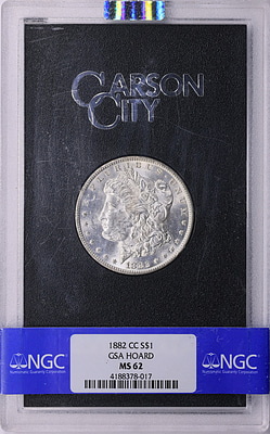 1882-CC Morgan Silver Dollar GSA Hoard NGC MS-62 (GSA Holder