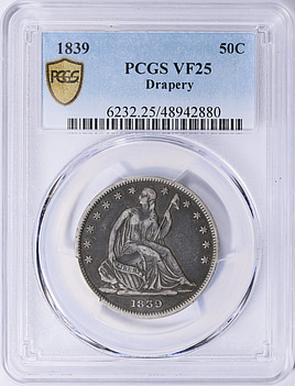 1839 Seated Liberty Half Dollar Drapery PCGS VF-25 (Item 2058949