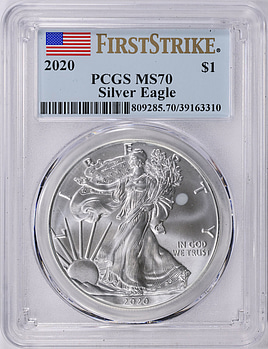 2020 $1 Silver Eagle First Strike PCGS MS-70 (Item 2068372