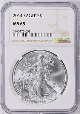 2014 $1 Silver Eagle NGC MS-69 (Item 2068520) | GreatCollections