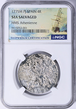 Spain 1775-M PJ Silver 4 Reales KM-413.1 NGC Sea Salvaged (HMS