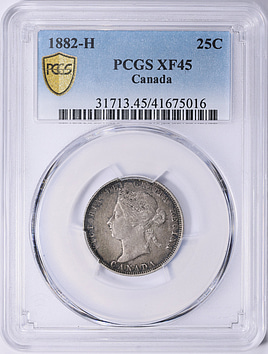 Canada 1882-H Silver 25 Cents KM-5 PCGS XF-45 (Item 2073618