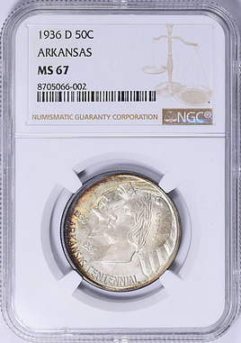 1936-D Arkansas Centennial Half Dollar NGC MS-67 (Toned) (Item