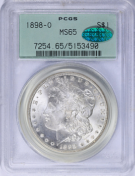 1898-O Morgan Silver Dollar PCGS MS-65 (CAC Green) OGH (Item