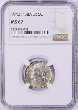 1942-P Jefferson Nickel NGC MS-67 (Item 2080889