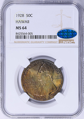 1928 Hawaiian Sesquicentennial Half Dollar NGC MS-64 (CAC Green