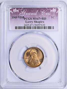 1909 Lincoln Cent V.D.B. PCGS MS-67+ RD (Grand Cru Label) (Larry