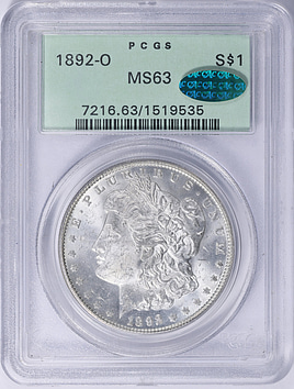 1892-O Morgan Silver Dollar PCGS MS-63 (CAC Green) OGH (Item